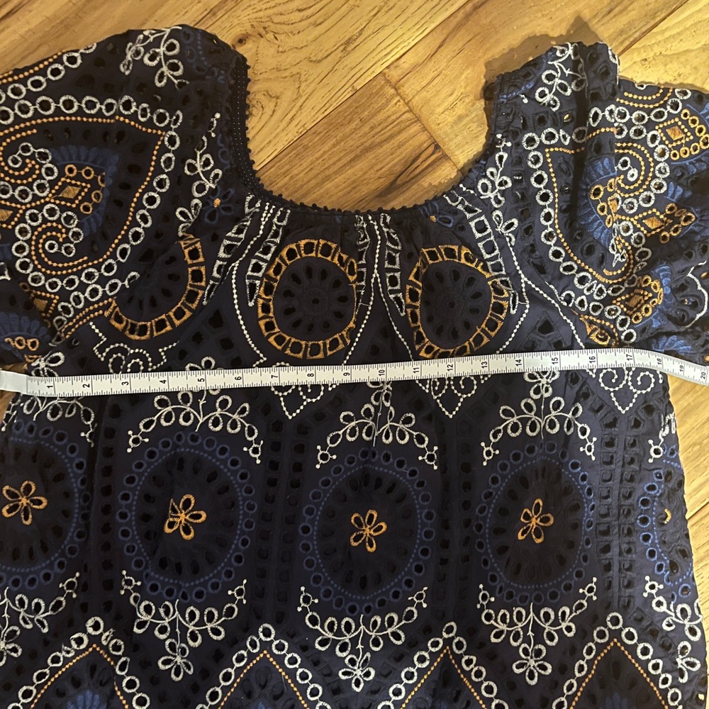 Anthropologie Elegant Navy Blue Embroidered Dress - Picture 9 of 9
